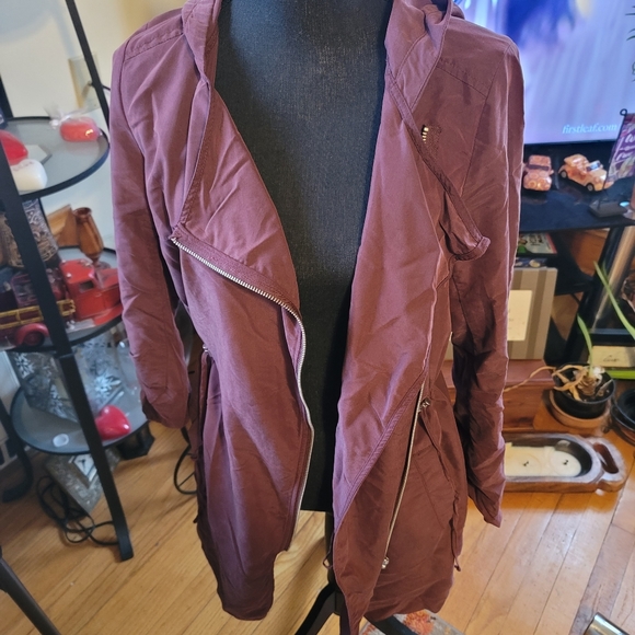H & M Burgundy Hooded ZIppered Utility Cardigan - Picture 3 of 12